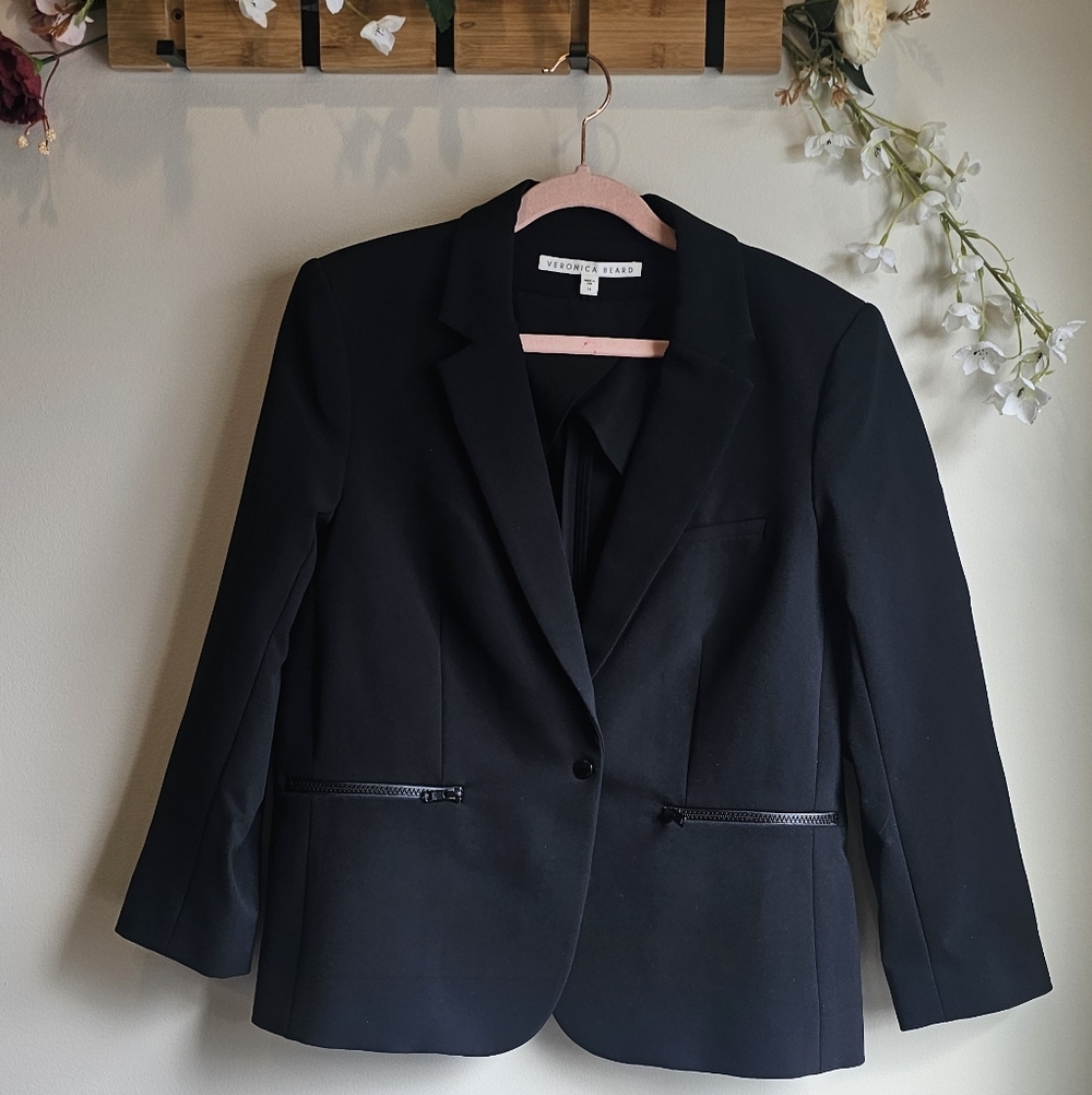 Veronica Beard Black Single-Button Tailored Blazer Size 14